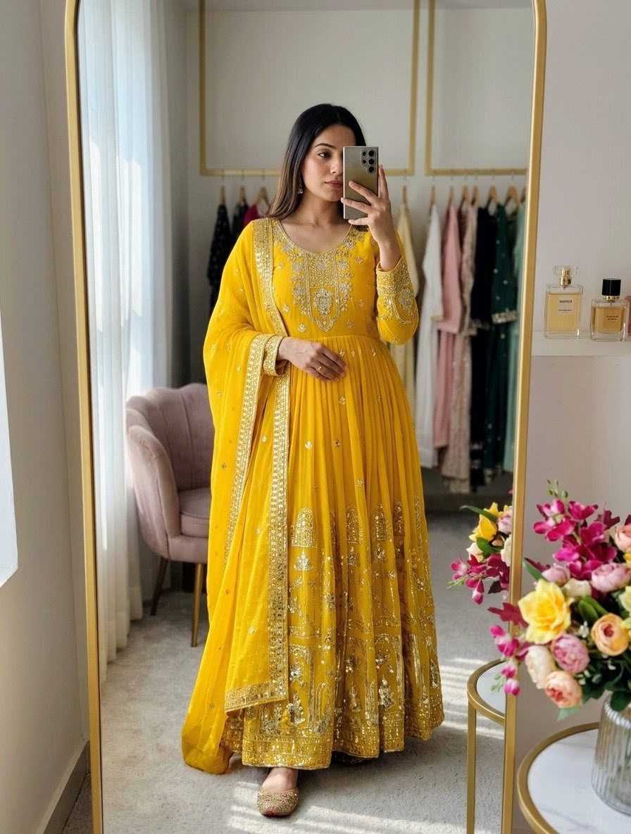 Faux Georgette Party Gown