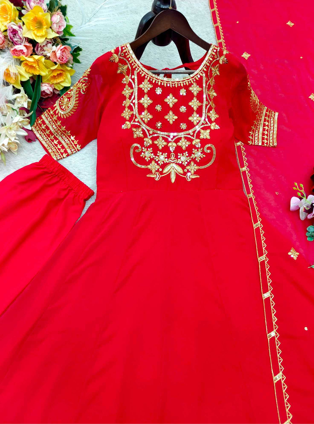 Faux Georgette Embroidery Gown