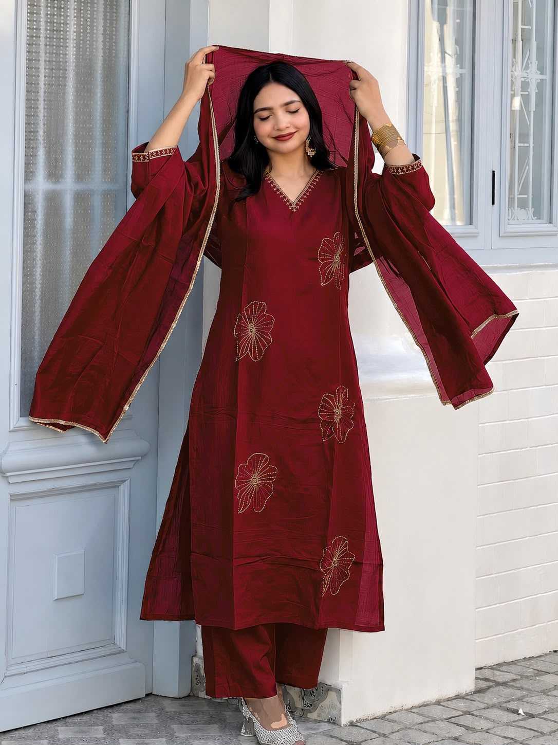 Heavy Roman Silk Ladies Suit