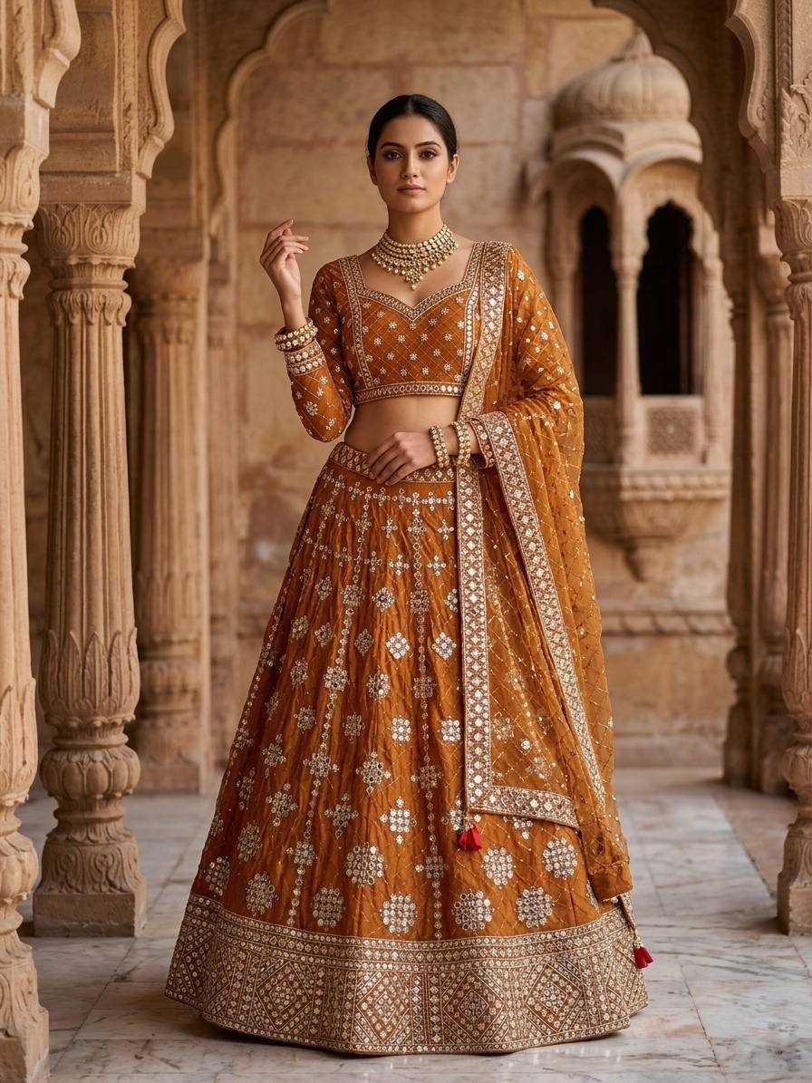 Faux Georgette Embroidered Lehenga