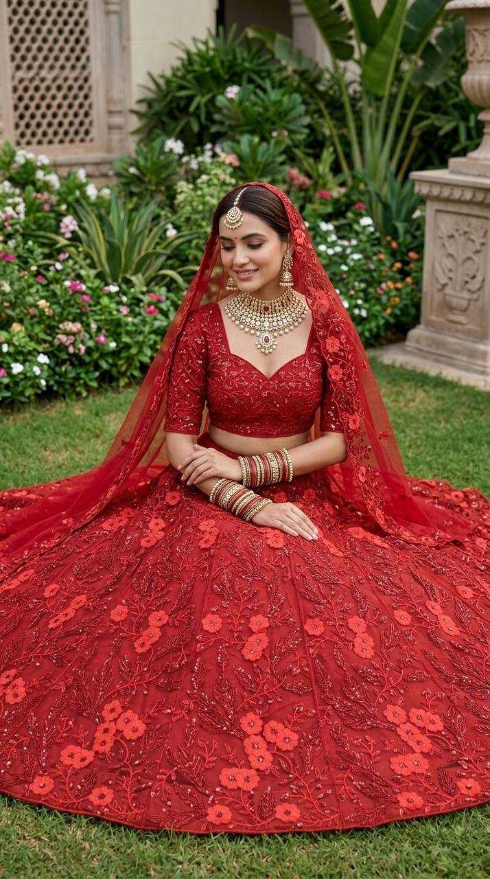 Butterfly Net Embroidered Lehenga