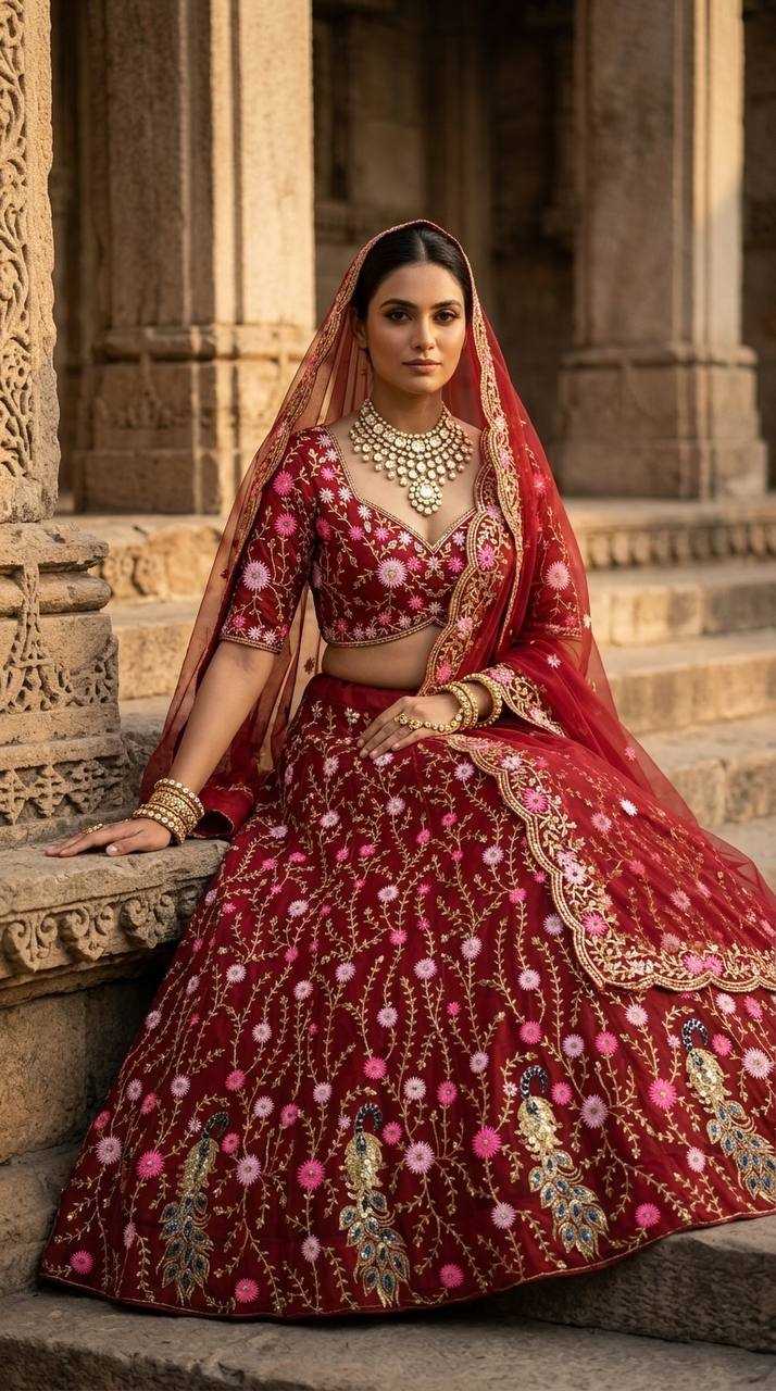 Soft Net Wedding Lehenga