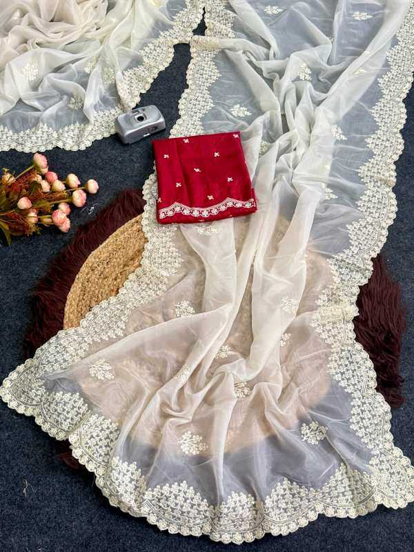 Heavy Roman Silk Party Wear Saree