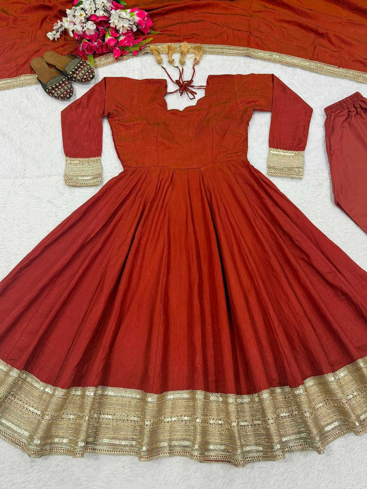 Soft Vichitra Embroidery Suit