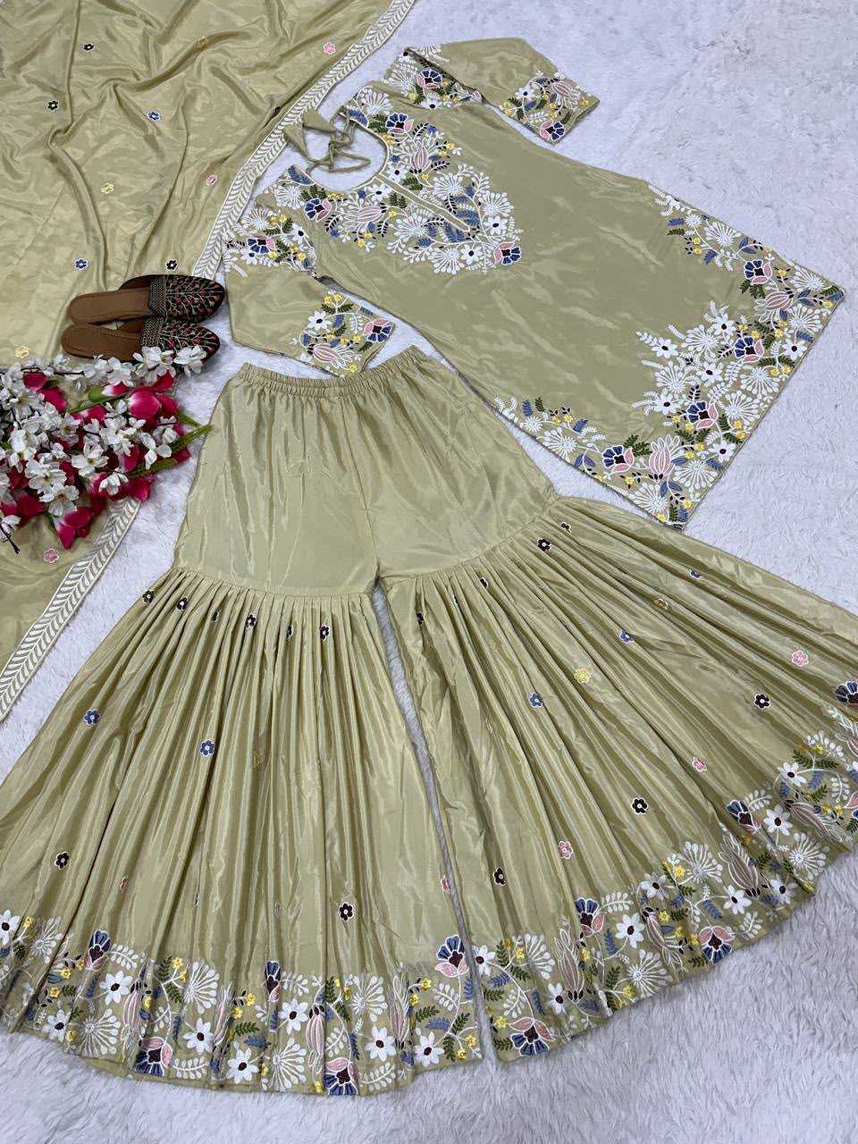 Crepe Sharara Salwar Suit
