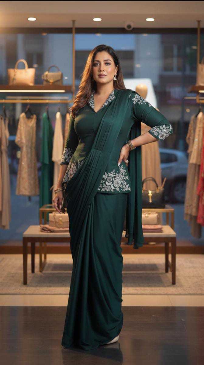 Chinon Silk Designer Saree in Dark Wine