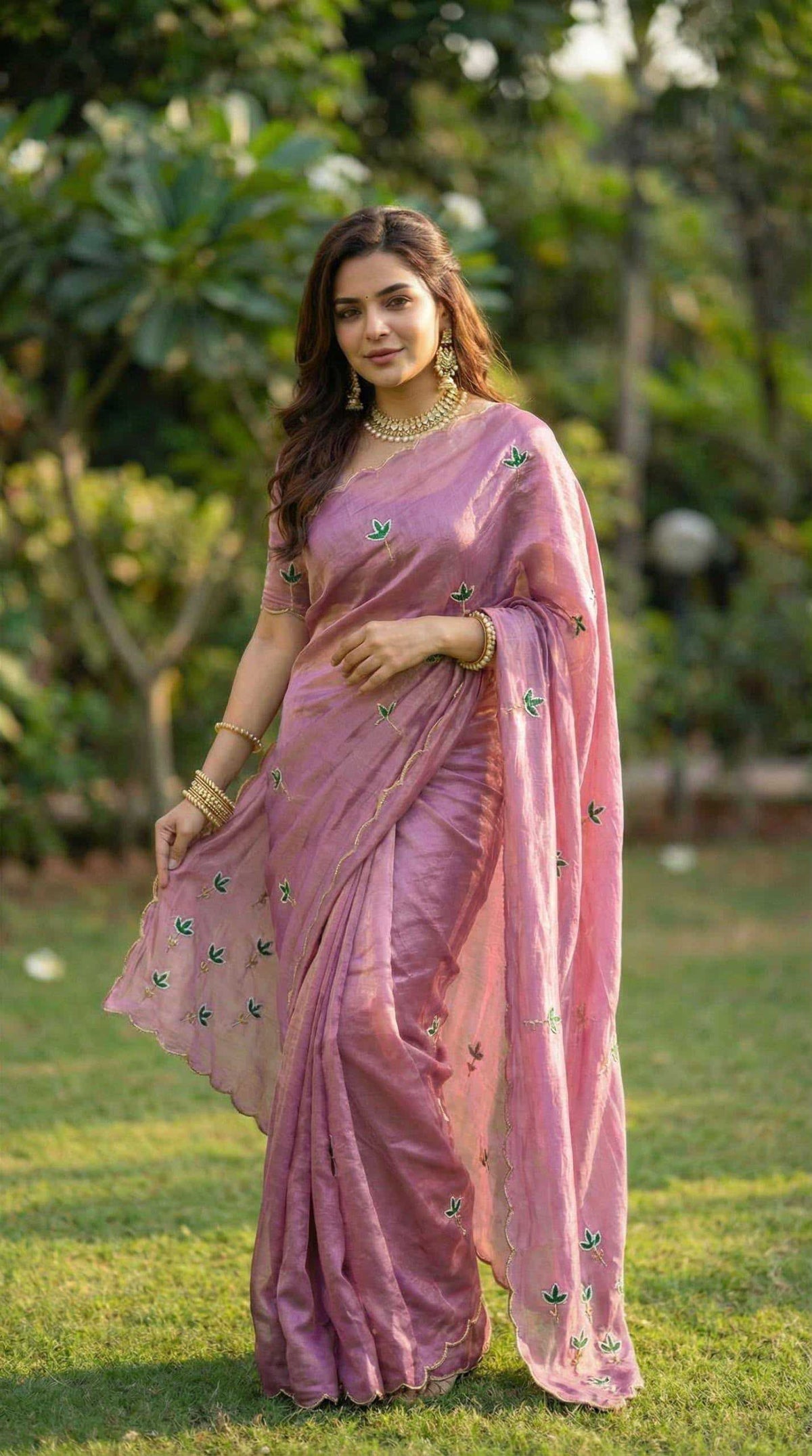 Space Silk Designer Saree in Sky Blue