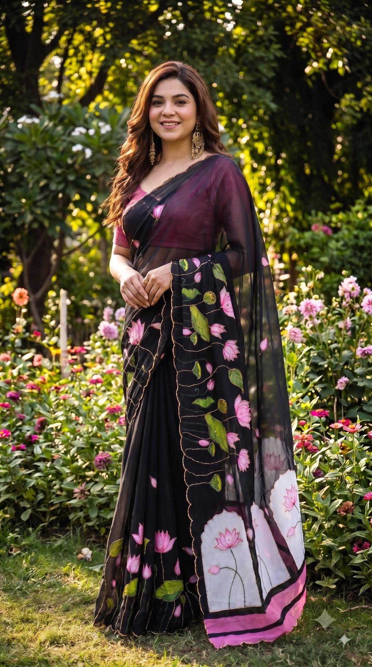 Georgette Printed Saree in Sky