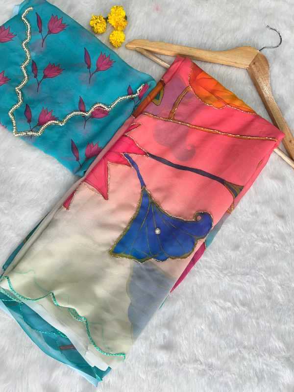 Georgette Fancy Saree in Violet