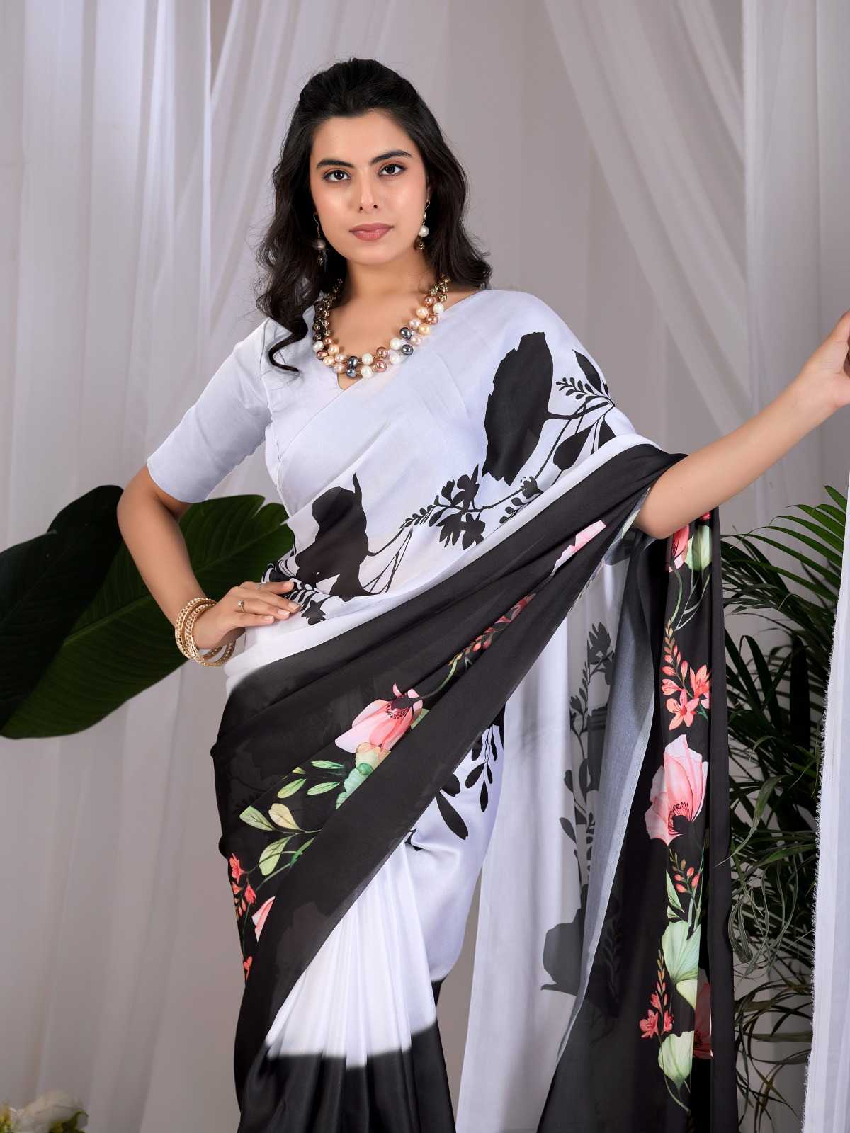 Satin Printed Saree 2045