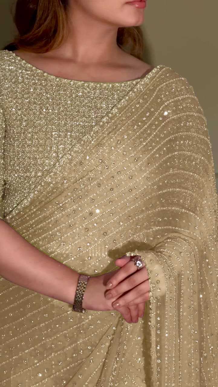 Faux Georgette Saree in Wine