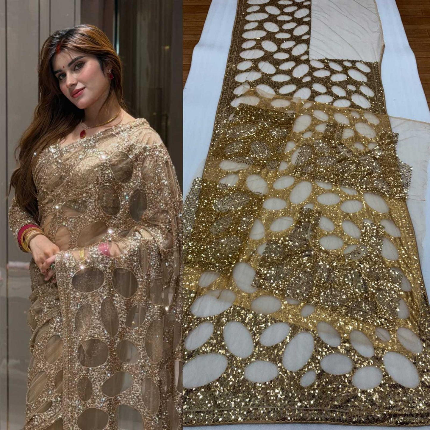 Butterfly Net Sequence Saree