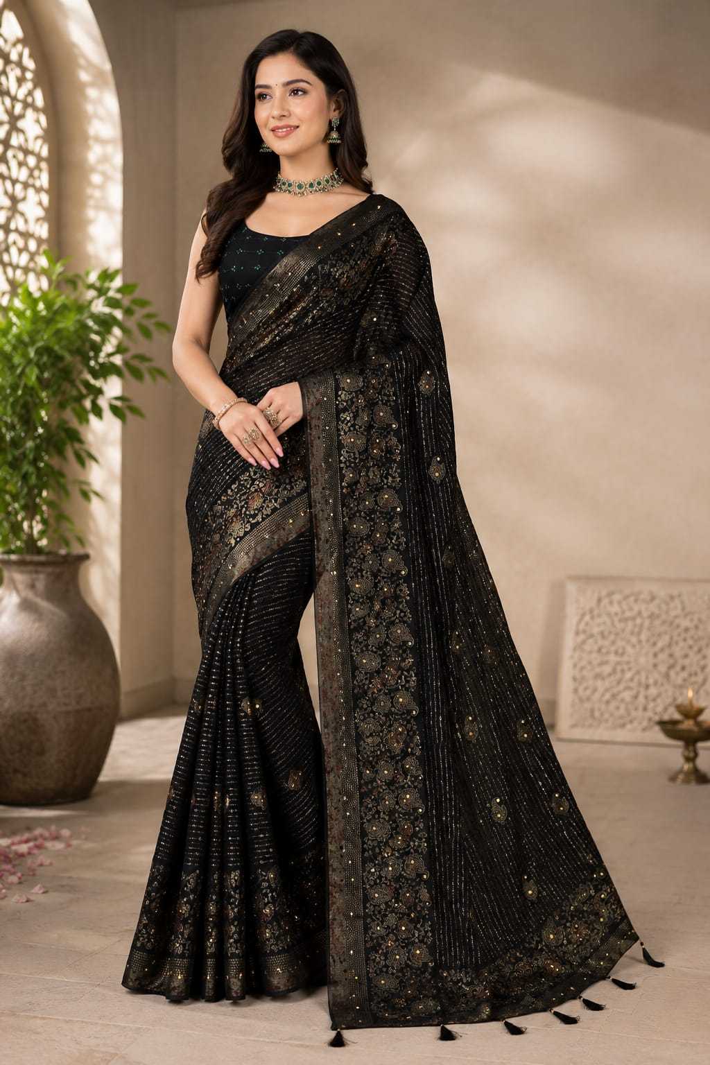 Georgette Designer Saree 3491