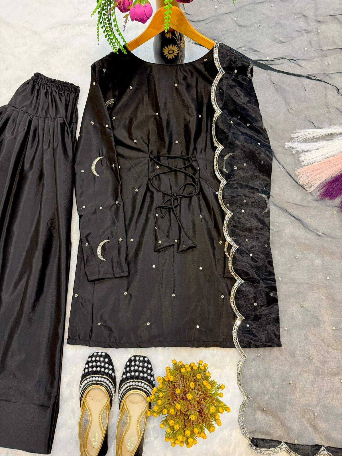 Crepe Silk Embroidery Suit