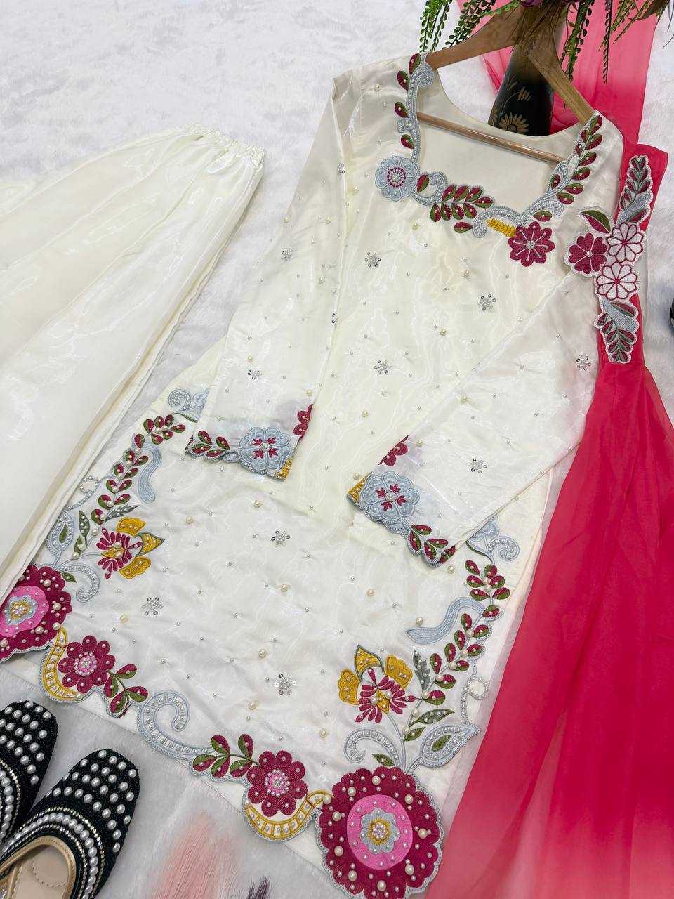 Heavy Roman Silk Sharara Salwar Suit