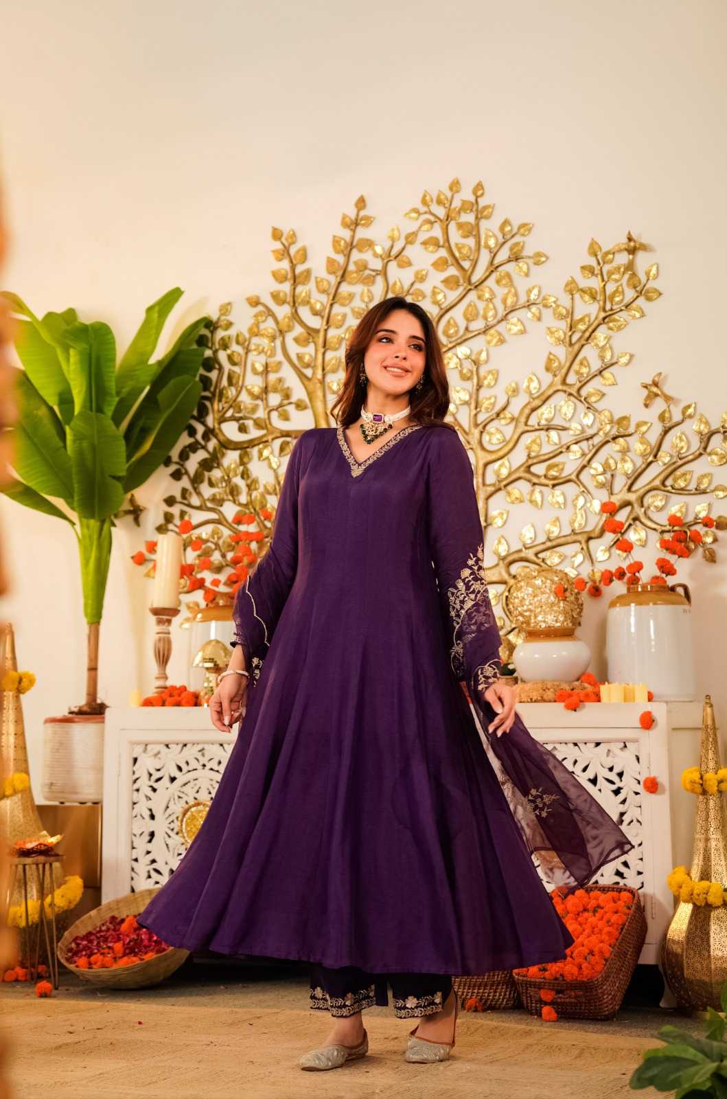 Viscose Chanderi Party Wear Kurti in Pink