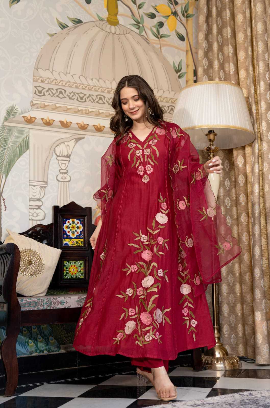 Zilmil Viscose Chanderi Party Wear Kurti