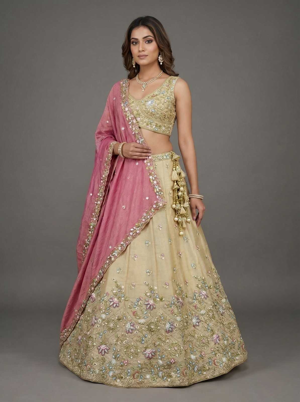 Tissue Embroidered Lehenga
