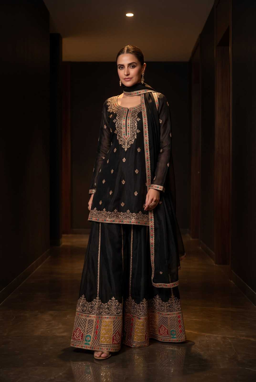 Chinon Sharara Salwar Suit