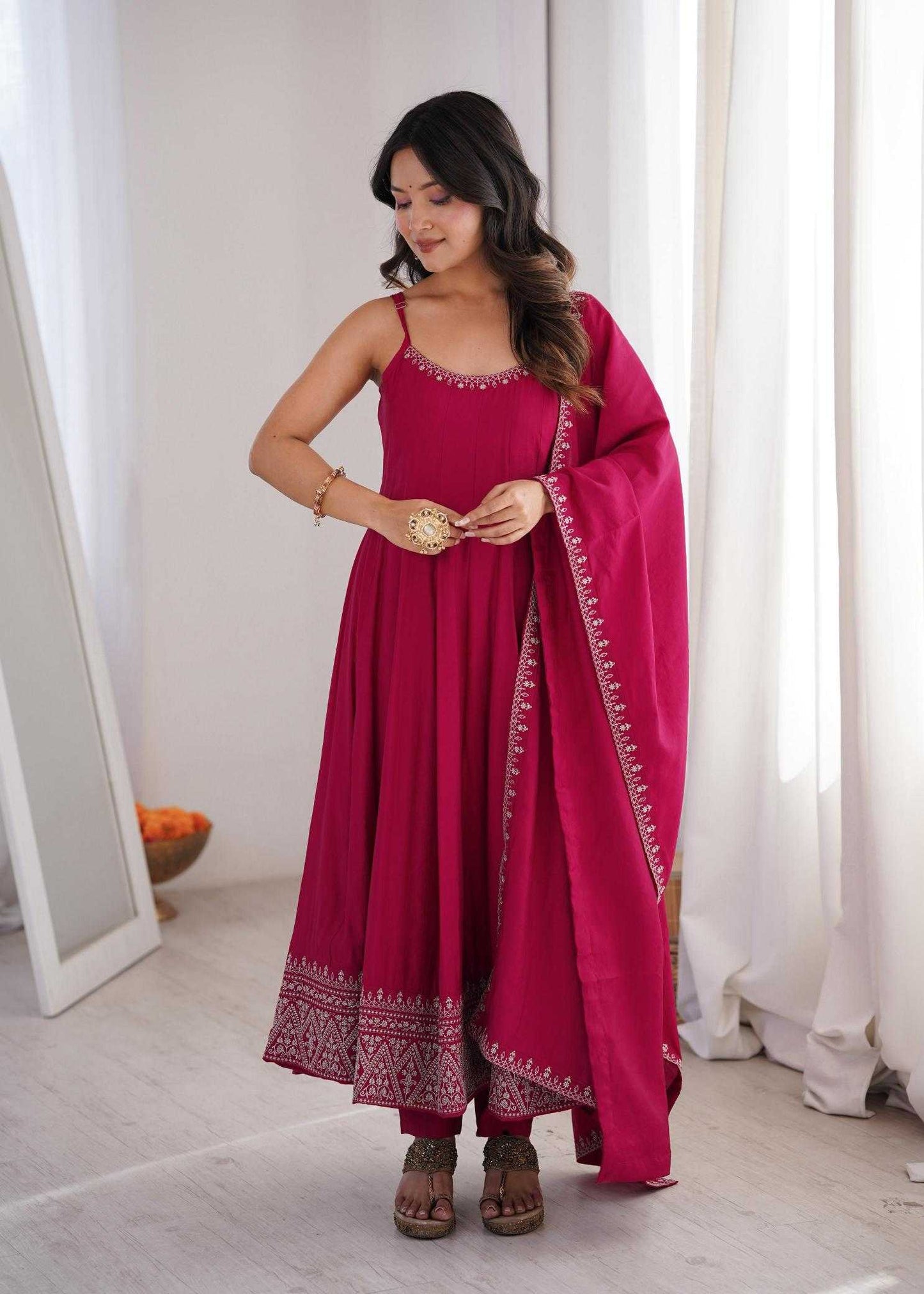 Chanderi Silk Anarkali Gown