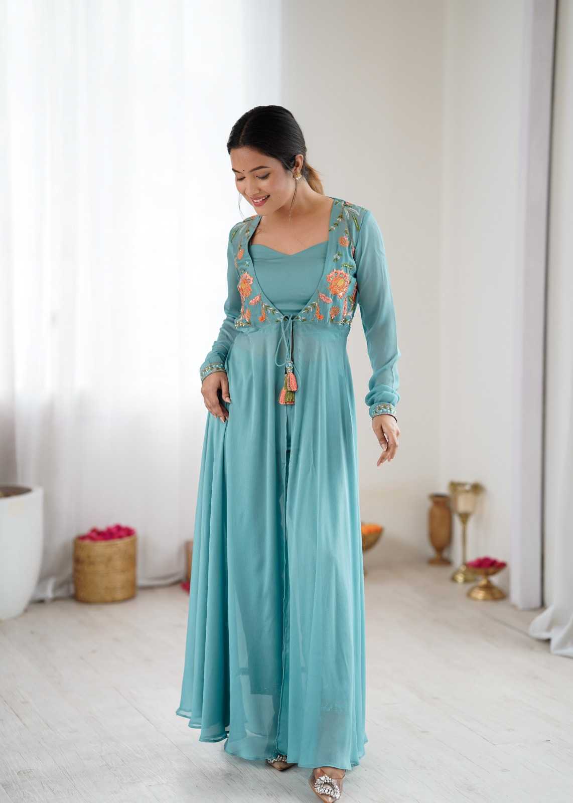Premium Georgette Embroidery Gown