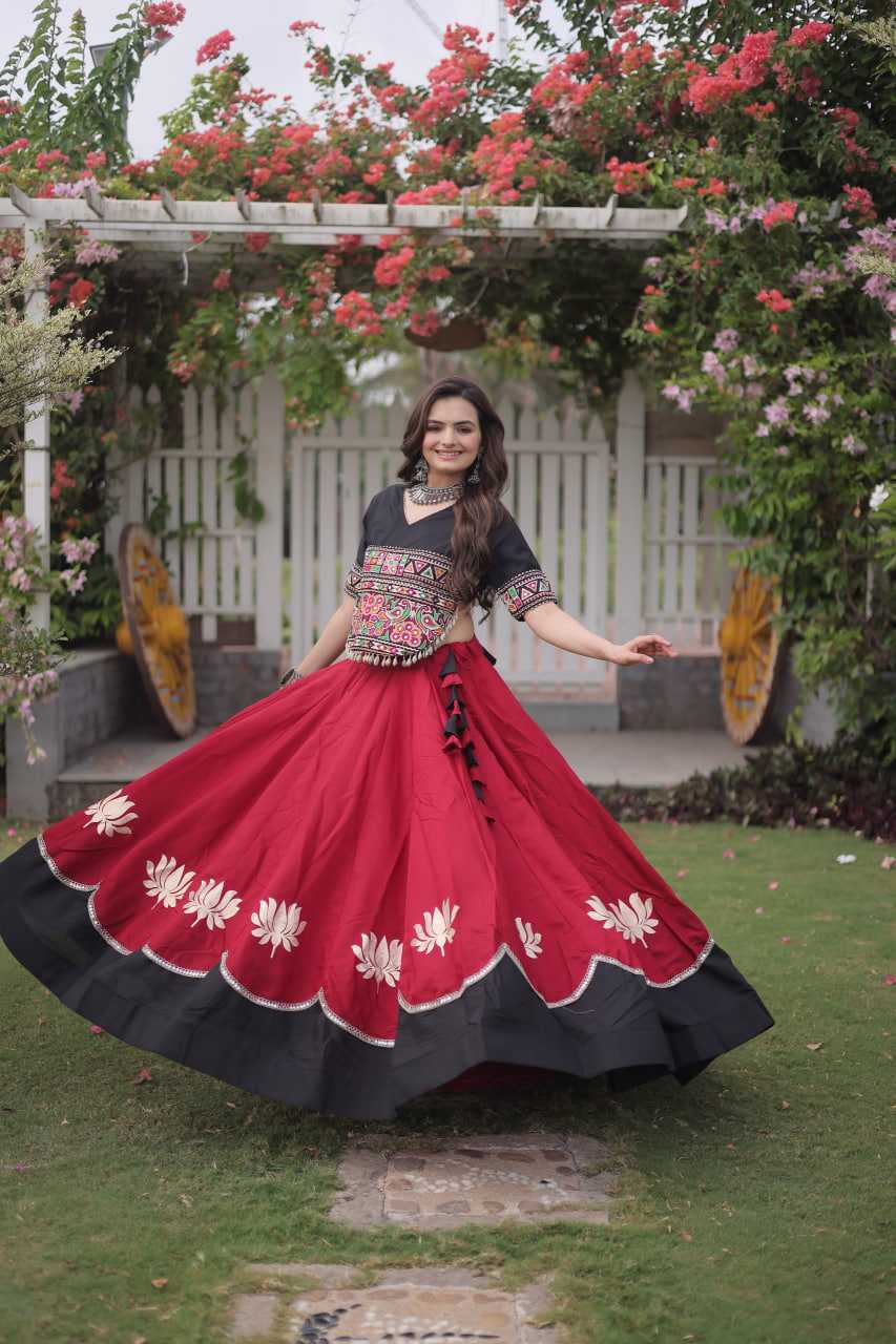 Heavy Roman Silk Mirror Work Lehenga