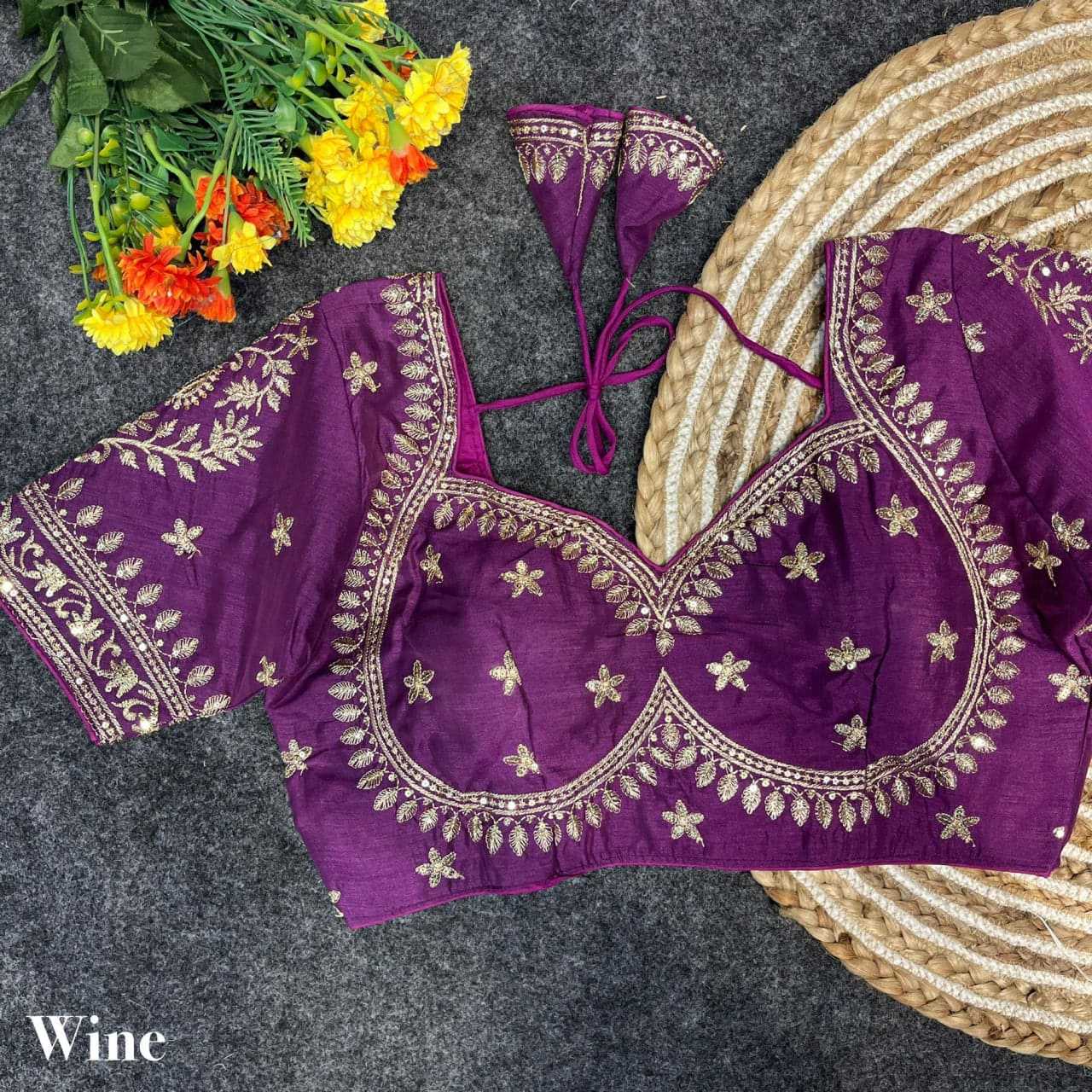 Vichitra Silk Sequence Embroidery Blouse