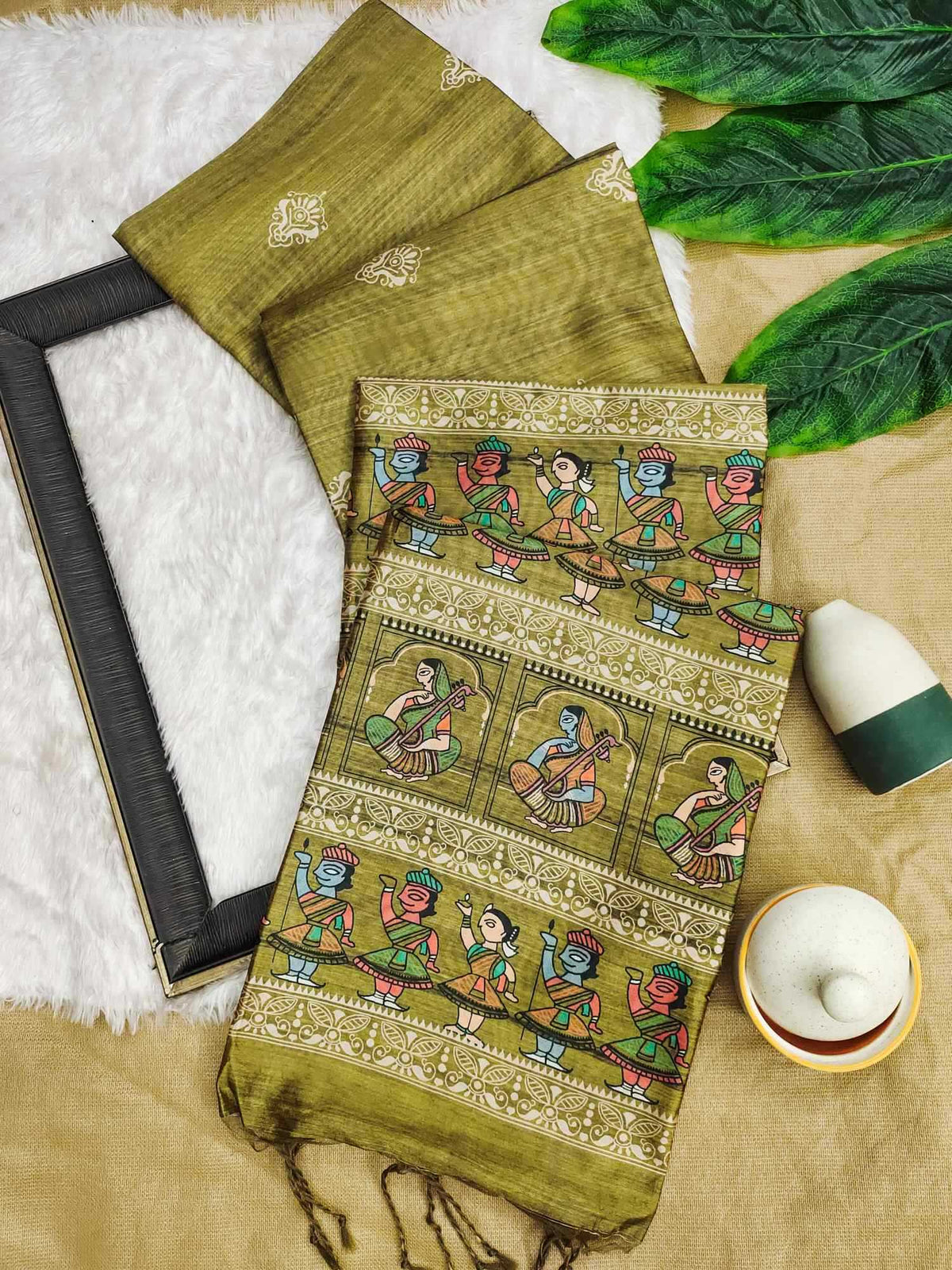 Arushi Madhubani Tussar Silk Soft Saree in Blue
