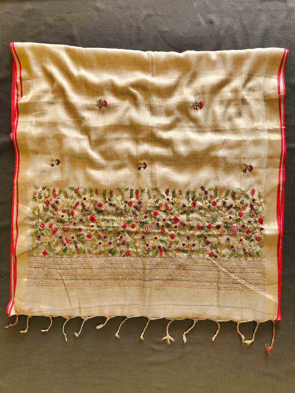 Hw Linen Cotton Hand Work Saree