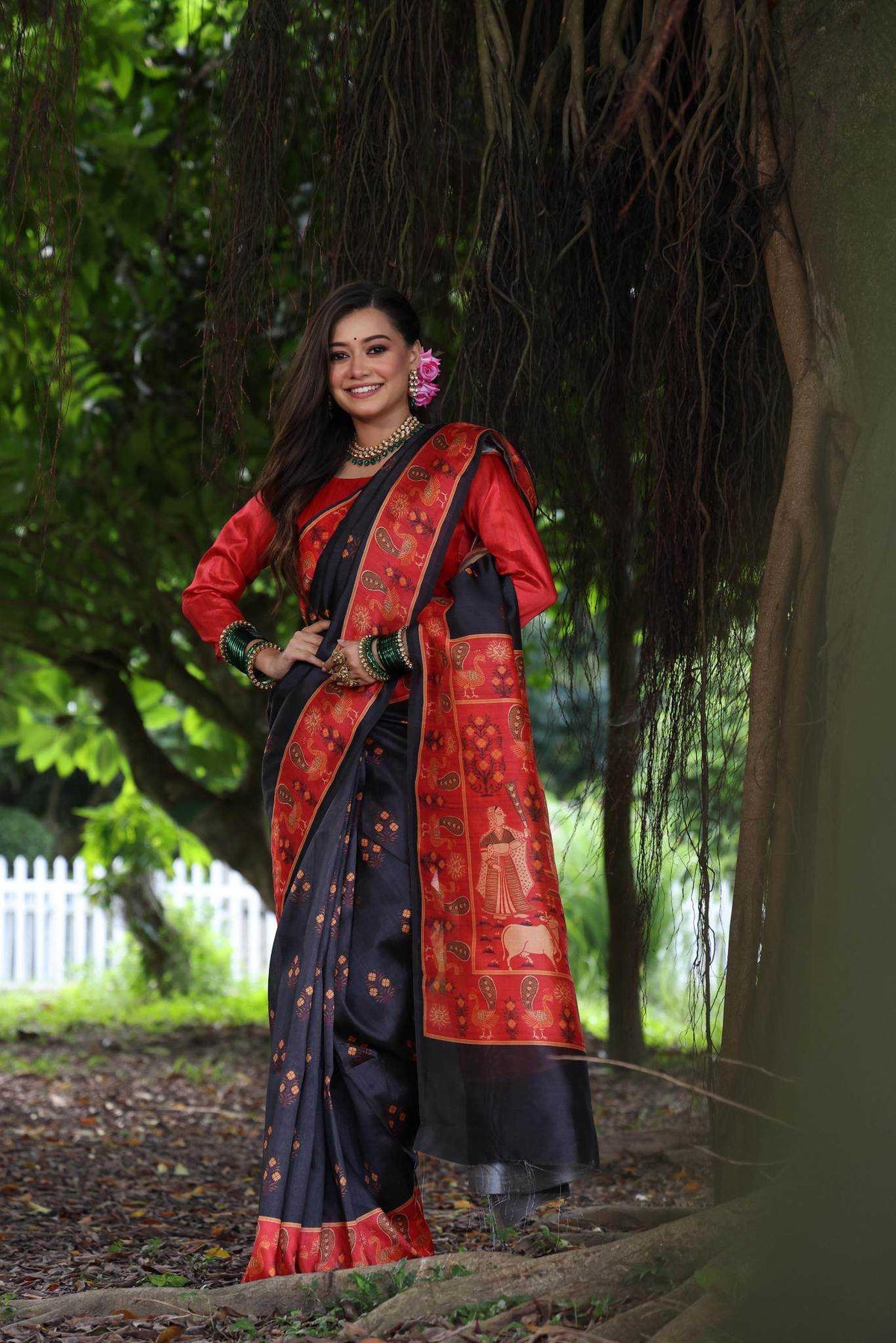 Kajal Tree Tussar Silk Soft Saree