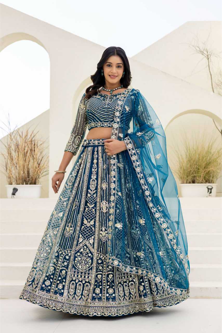Butterfly Net Embroidered Lehenga