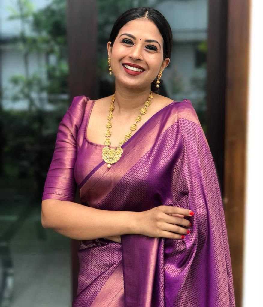 Lichi Silk Soft Saree in Lavender