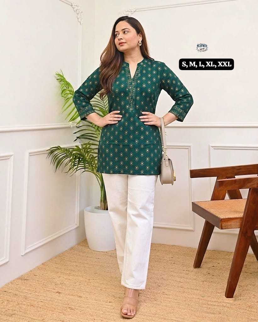 Cotton Designer Kurti in Pista