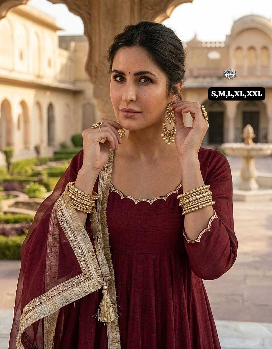 Chanderi Silk Anarkali Kurti