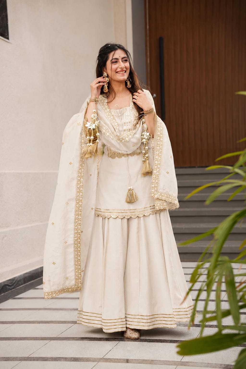 Chinon Embroidery Suit in Mustard