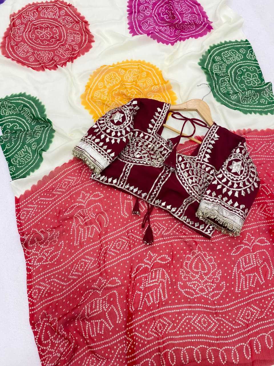 Chiffon Saree in Dark Green