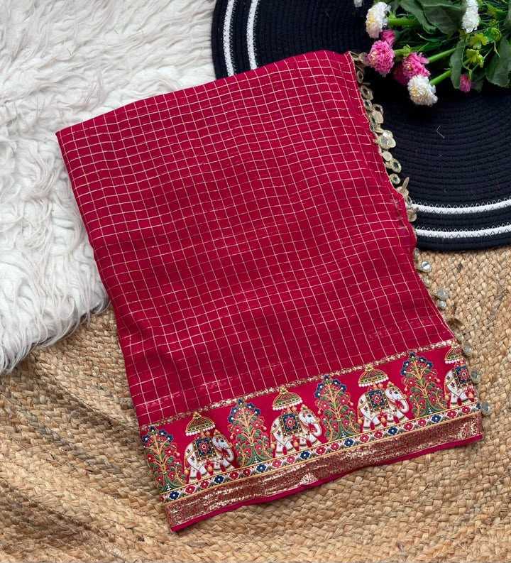 Barkha Premium Georgette Designer Saree in Red