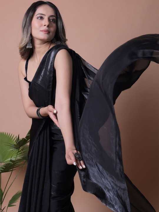 Black Plain Fancy Designer Saree