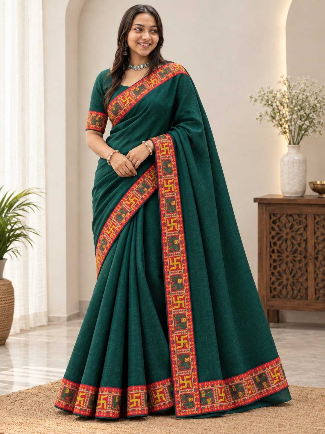 Swastik Vichitra Silk Designer Saree