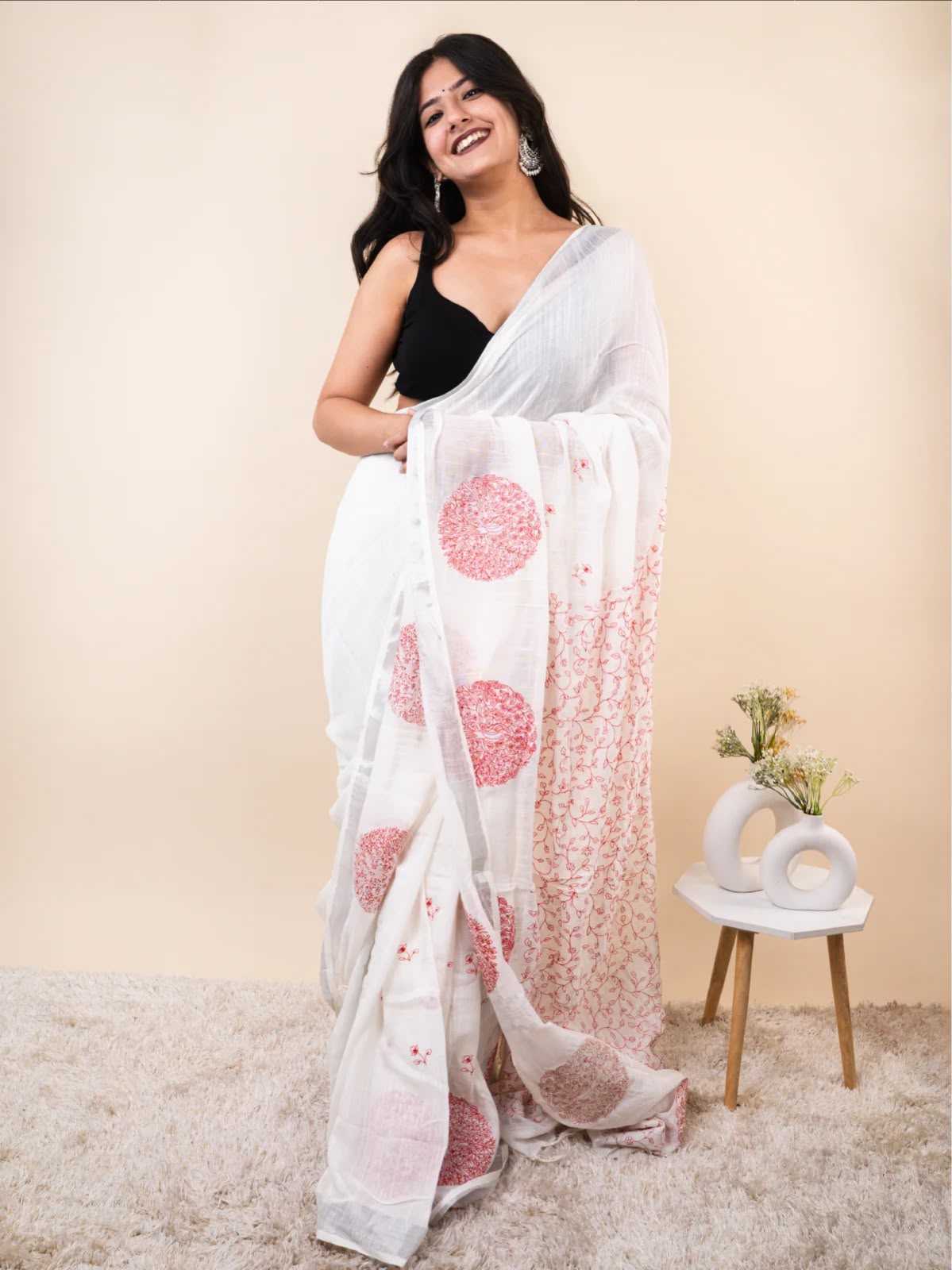 Cotton Printed Saree in Grey