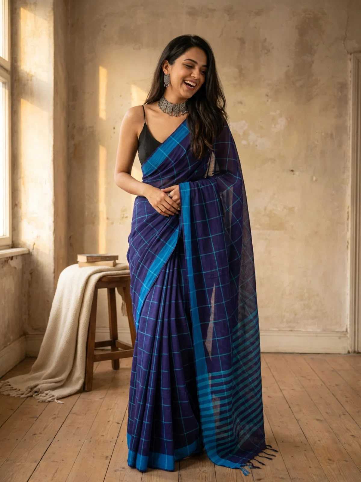 Cotton Designer Saree in Peach