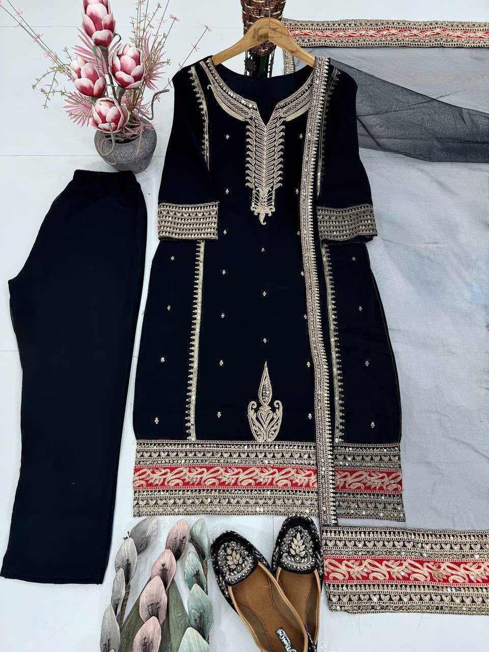 Faux Georgette Embroidery Suit