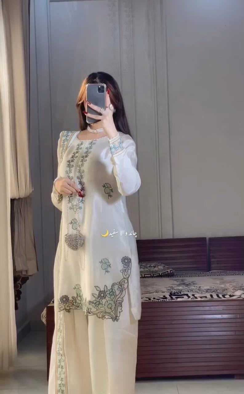 Pure Silk Embroidery Suit 4020