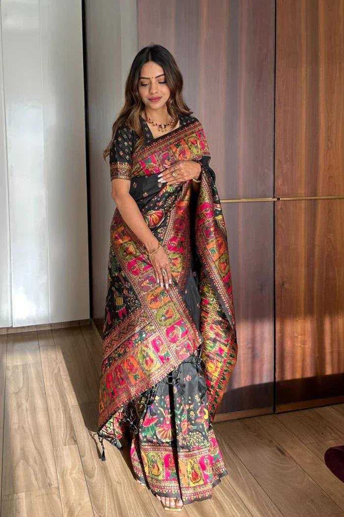 Pashmina Designer Saree in Pink