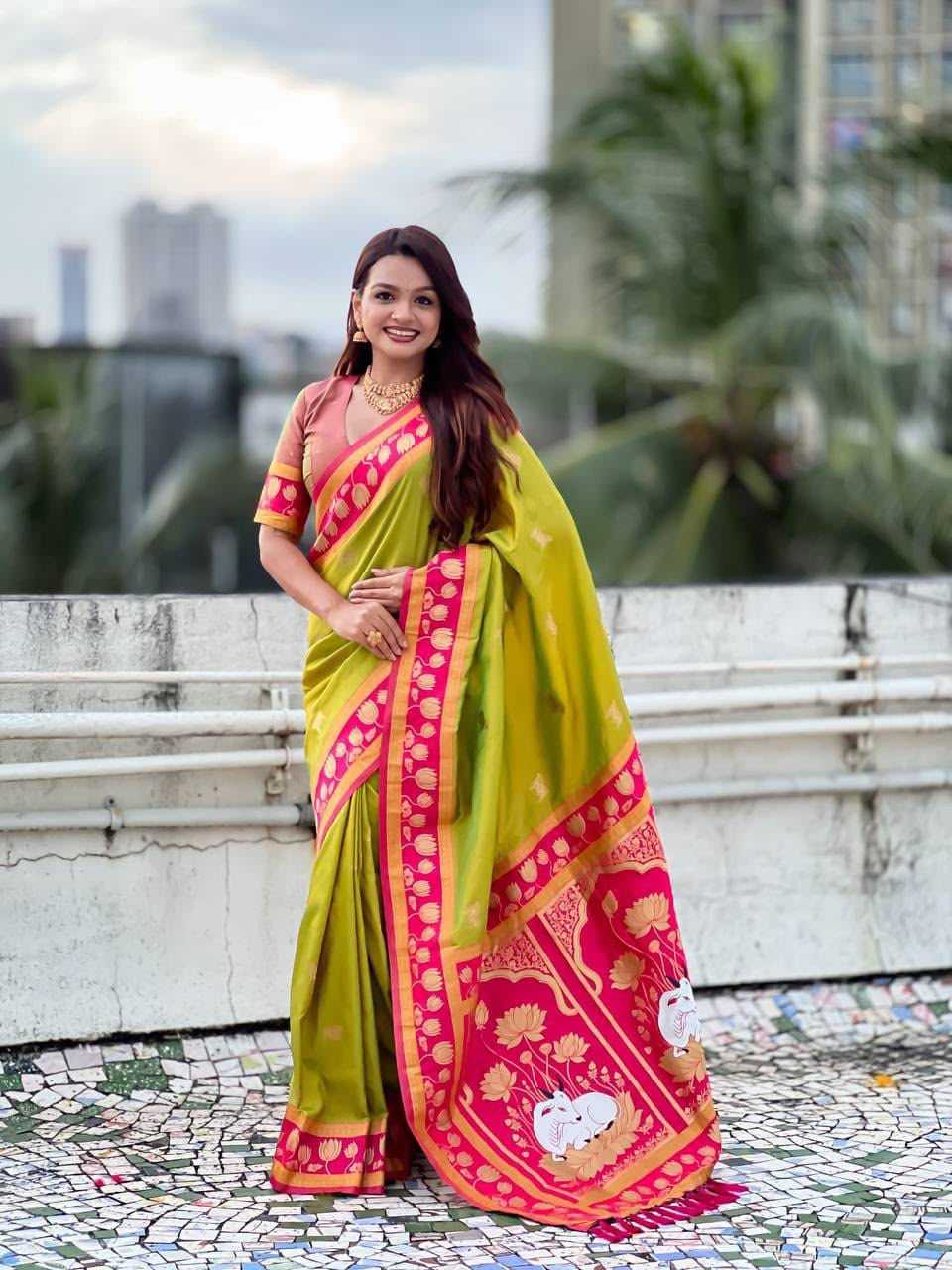 Cow Premium Silk Designer Saree