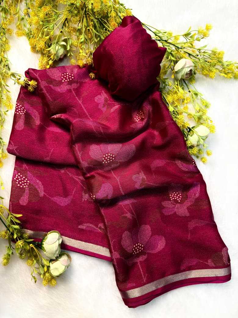 Chinon Silk Sarees With Contrast Pallu