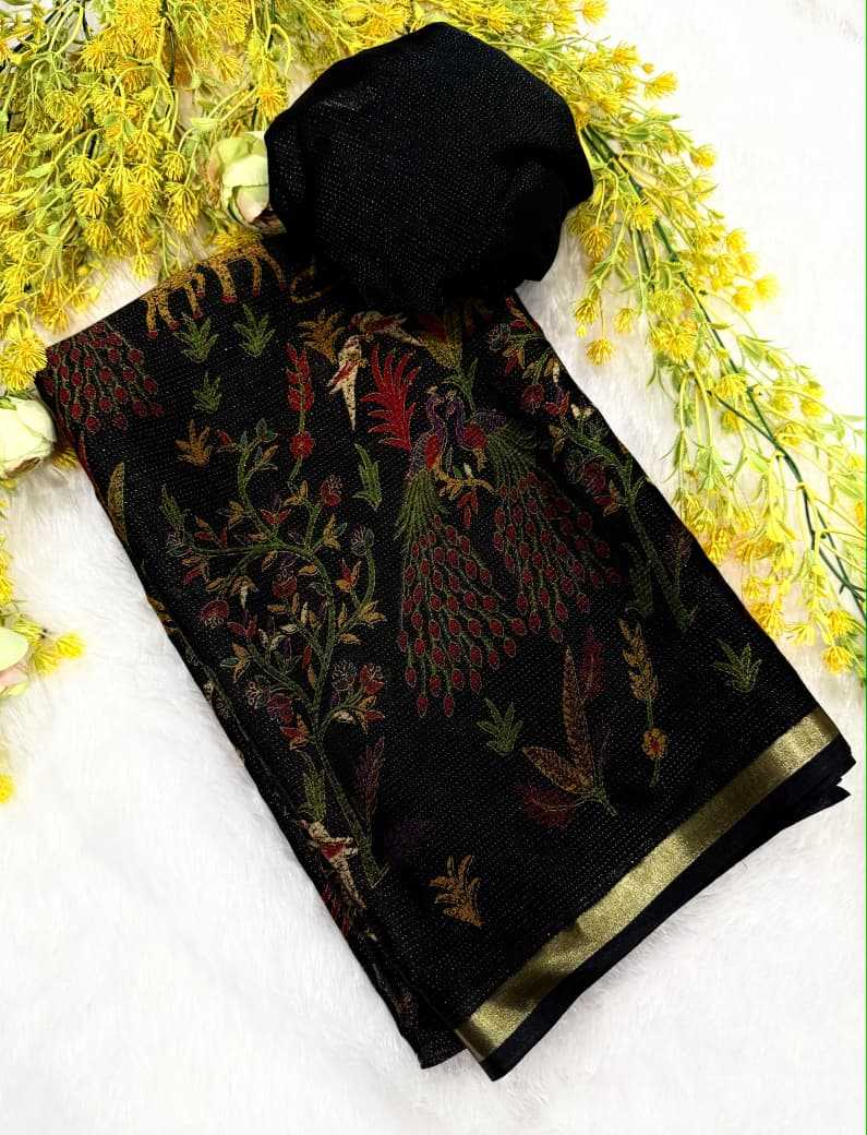 Eesha Chinon Silk Traditional Saree in Black