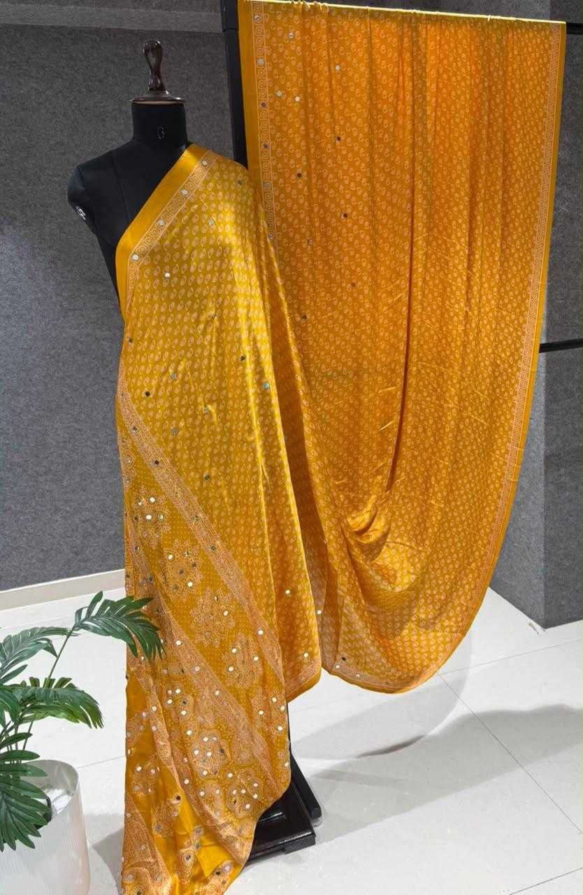 Gajji Silk Mirror Work Saree