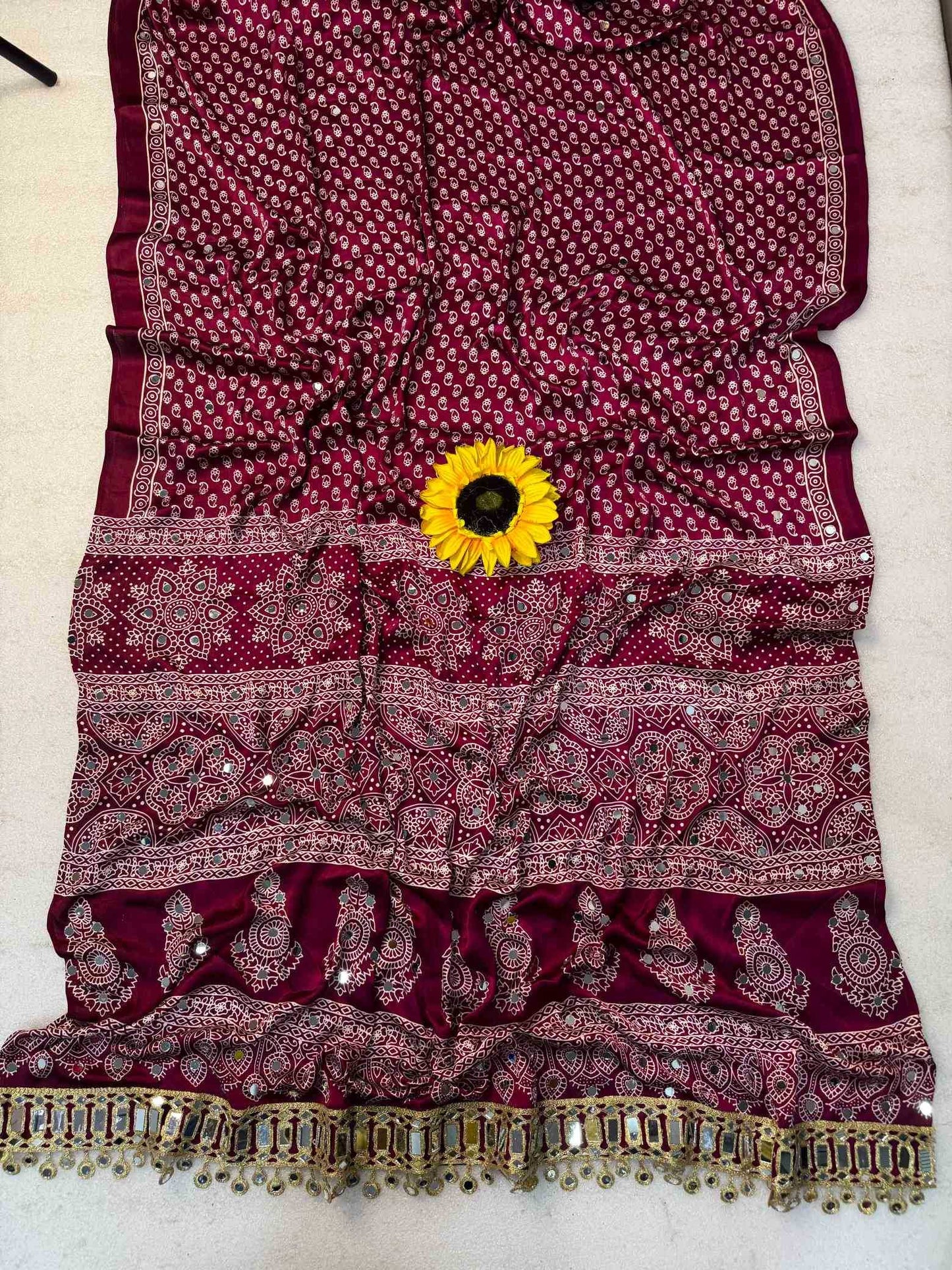 Gajji Silk Ajrakh Saree