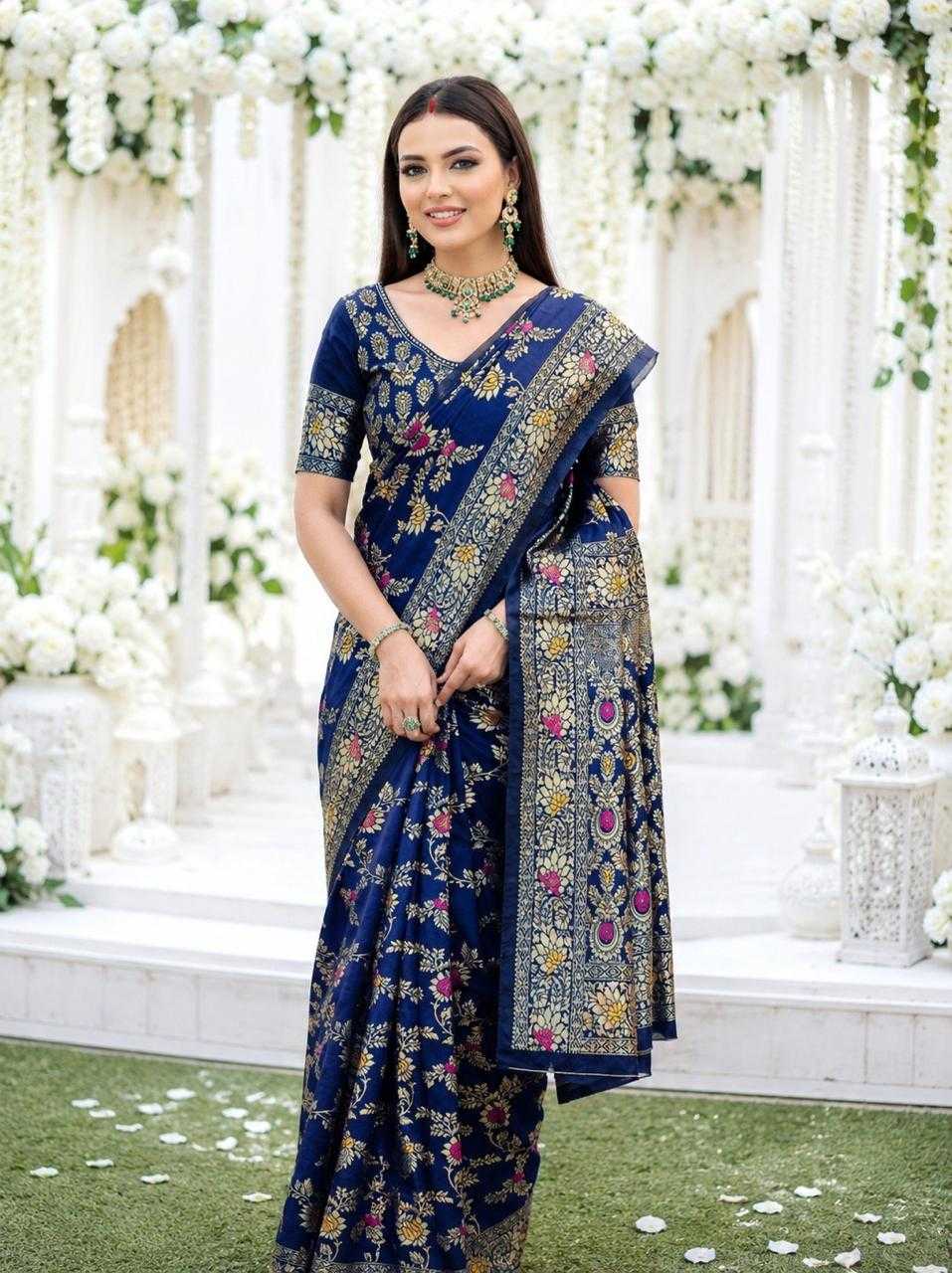 Mina Flower Lichi Silk Soft Saree